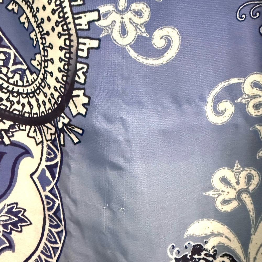 BLEU Navy Paisley Sheer Overlay Top XL Rhinestone Blouse - Picture 8 of 11